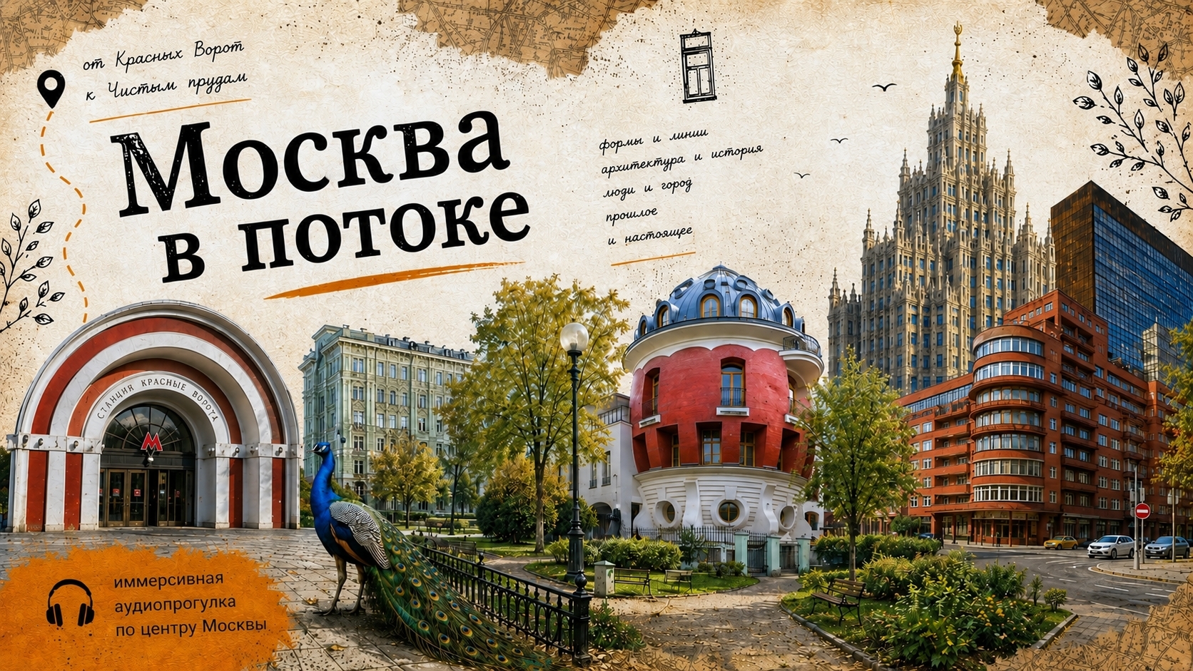 Коллаж маршрута «Москва в потоке»